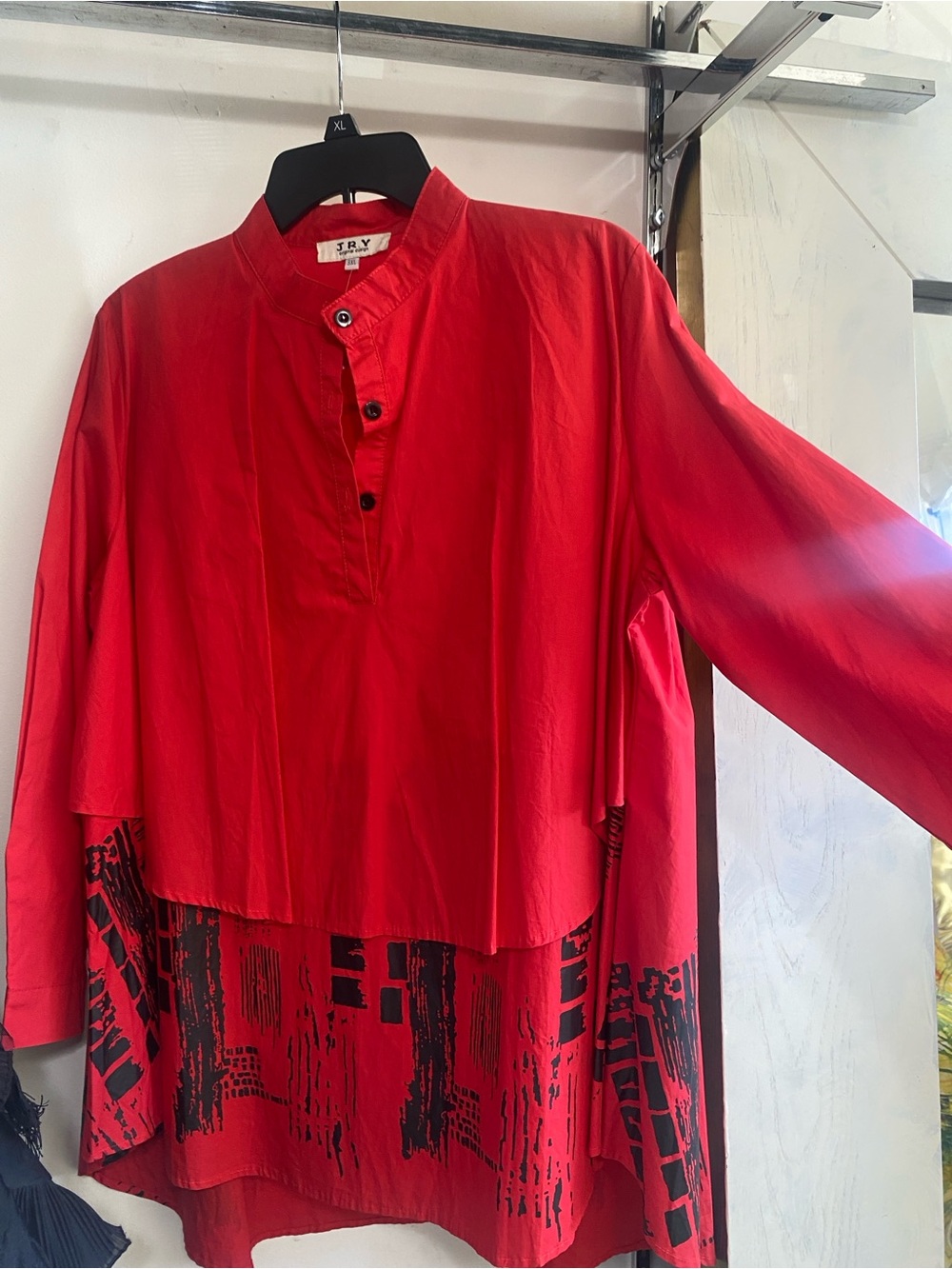 Red Layered Tunic Top – Women's Red Long Sleeve